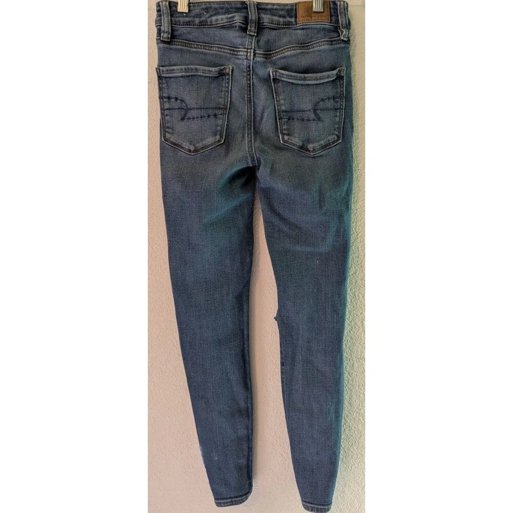 American Eagle Ripped Skinny Jeans Womens Size 24x25 Highrise Jegging (682)